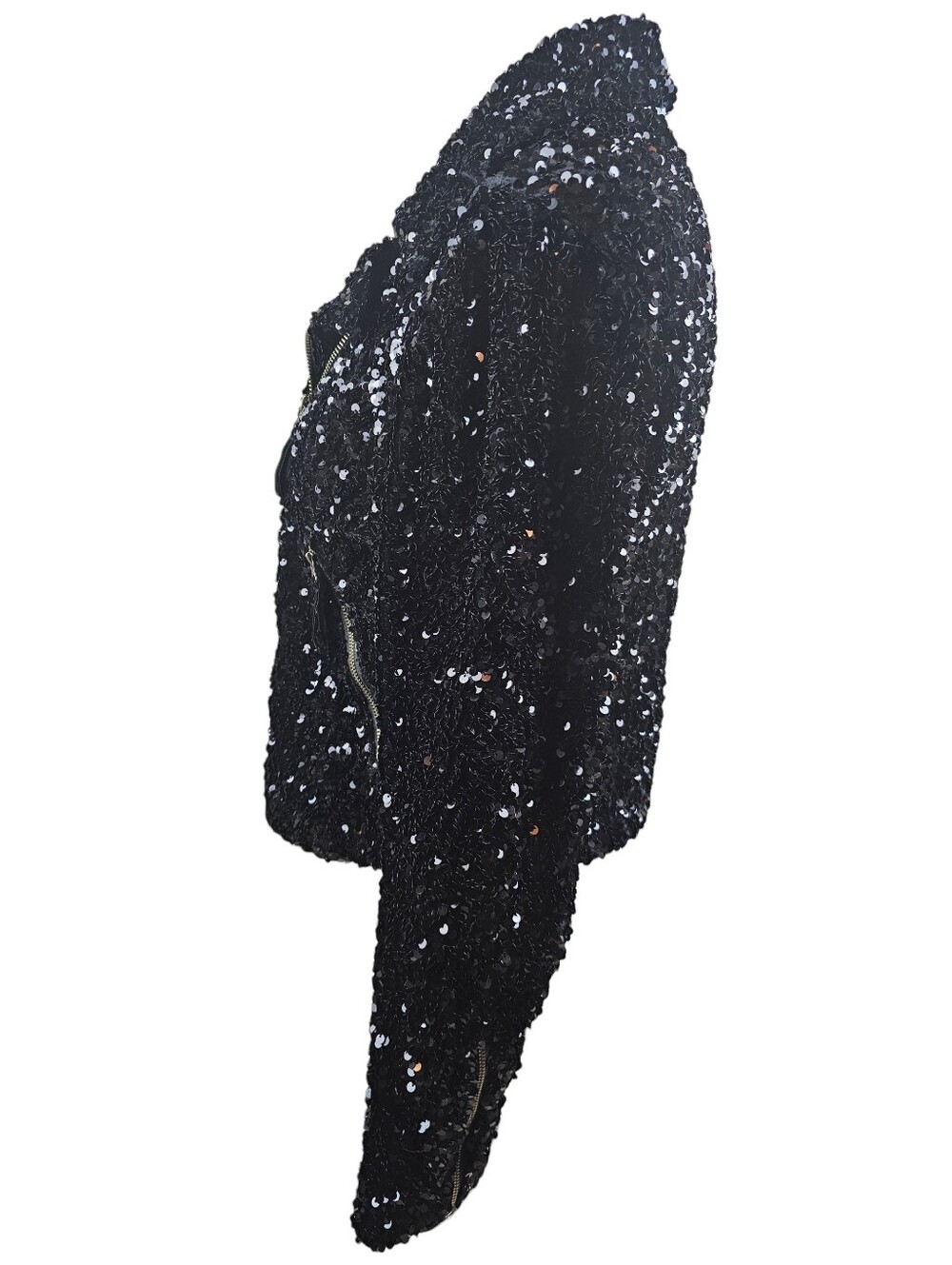 Maeve Anthropologie Malia Black Sequined MOTO Jacket In S/P NWT - Picture 5 of 11
